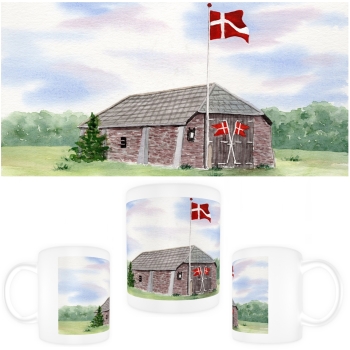 Tasse Becher Kaffeebecher Aquarell Maritim Kunst Druck Kunstdruck Nordsee Dänemark Danmark  Blåvand Blavand Rettungsstation Rettungshaus